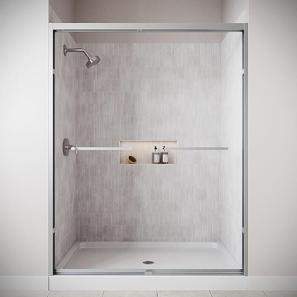 Senio 60 in. x 76 in. Framed Sliding Shower Door with CrystalTech Treated 5/16 in. Glass, Polished Chrome Hardware