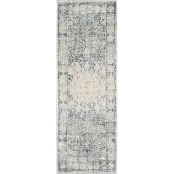 Unique Loom Asheville Rockwell Gray 2' 2 x 6' 0 Runner Rug