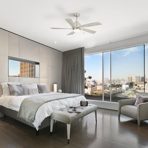 Byteany 52 in. Smart Indoor Nickel Ceiling Fan with Light
