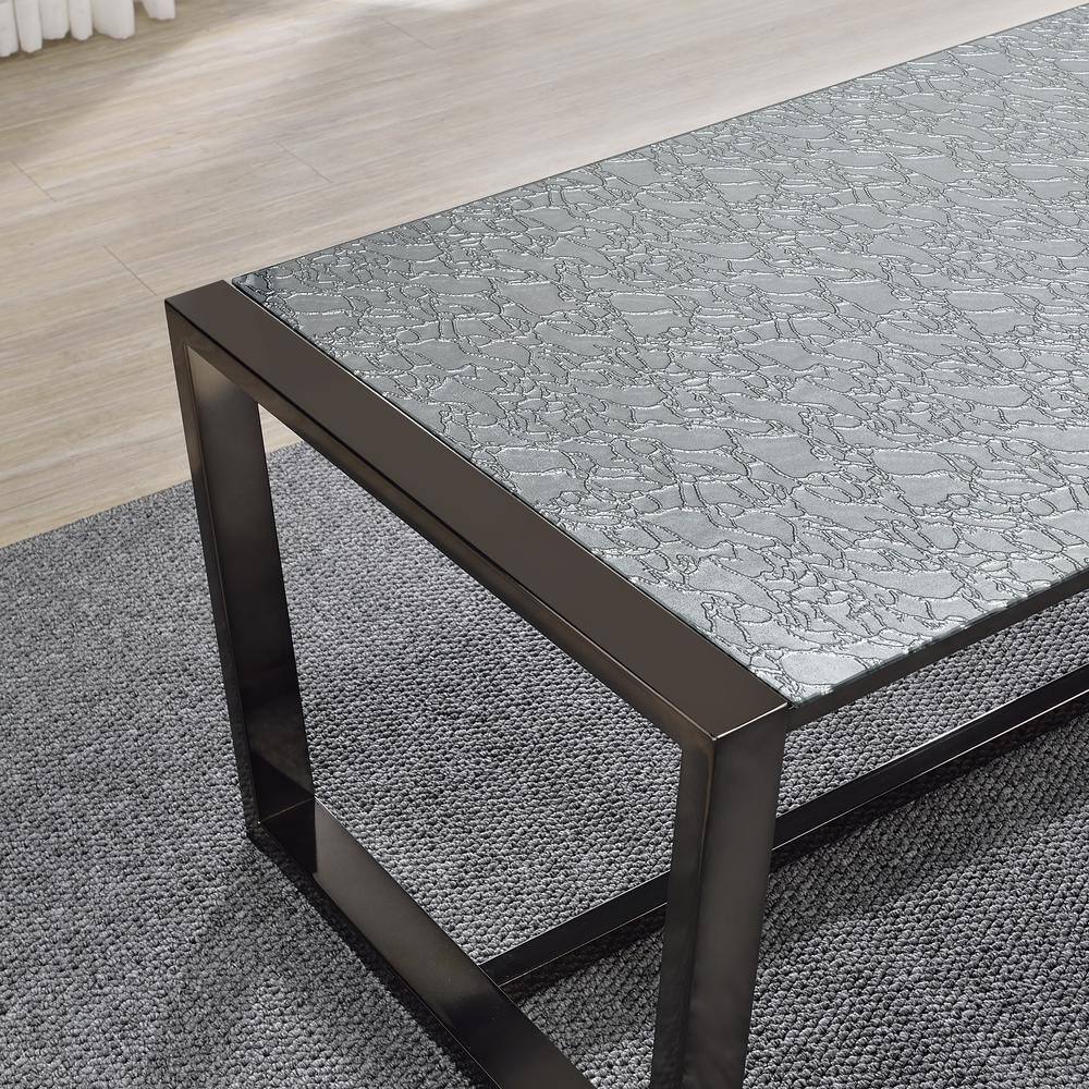 Mazie 51" Rectangular Gray Mirrored Glass Coffee Table