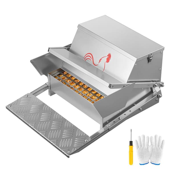 Automatic Chicken Feeder, 16.7 x 18.9-21.3 x11. 0 in. Galvanized Steel Construction, Poultry Feeder, Greenhouse
