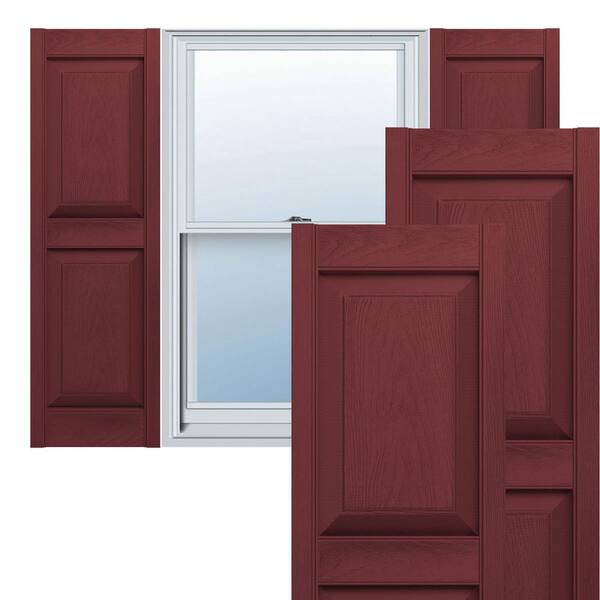 Builders Edge 14.5 in. W x 69 in. H TailorMade Vinyl Two Equal Panels, Raised Panel Shutters Pair in Wineberry