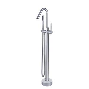 1-Handle Freestanding Floor Tub Faucet Bathtub Filler with Hand Shower Roman Tub Faucet in Chrome