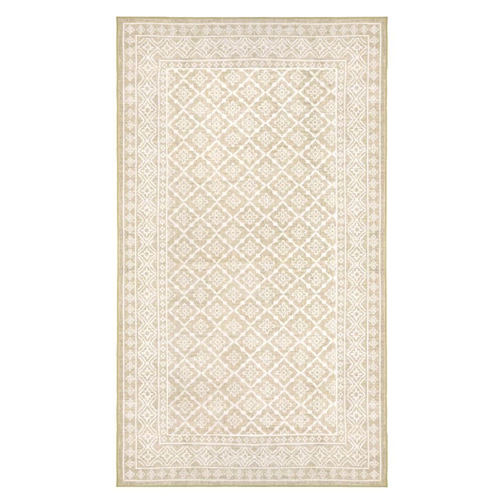Autumn 2 ft. X 3 ft. Beige Oriental Machine Washable Accent Rug price history on PriceWatchPro