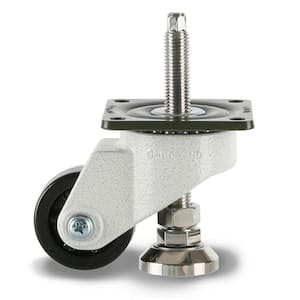 GDH 2-1/2 in. Nylon Swivel Iconic Ivory Plate Mounted Extended Leveling Caster with 1100 lb. Load Rating