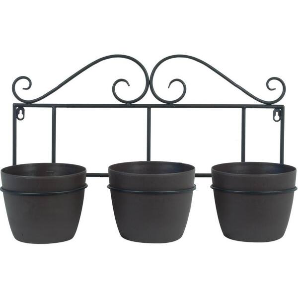 Pride Garden Products 21.5 in. W x 14 in. H x 8.5 in. L Wire Aden Wall Planter Set with 3 Aden Planters