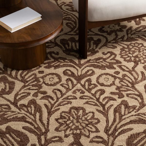 Virelia Transitional Floral and Paisley Area Brown 9 ft. x 12 ft. Indoor Area Rug