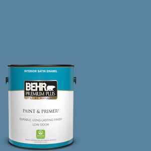 1 gal. #BIC-38 Honest Blue Satin Enamel Low Odor Interior Paint & Primer