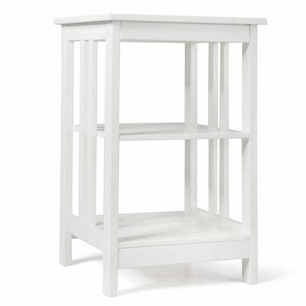 Costway 24 in. White 3-tier End/Side Table Nightstand with Baffles and Round Corners