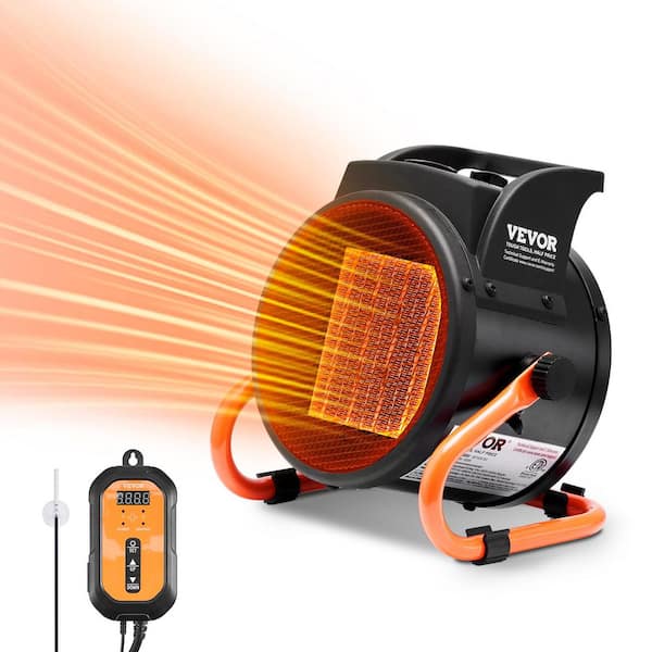 Forced Air Electric Greenhouse Heater with Thermostat 1500-Watt PTC Fast Heating Overheat Protection 3-Speed Furnace