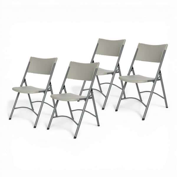 Gwyneth Collection Plastic Resin Card Table Folding Chair, Grey, Pack of 4