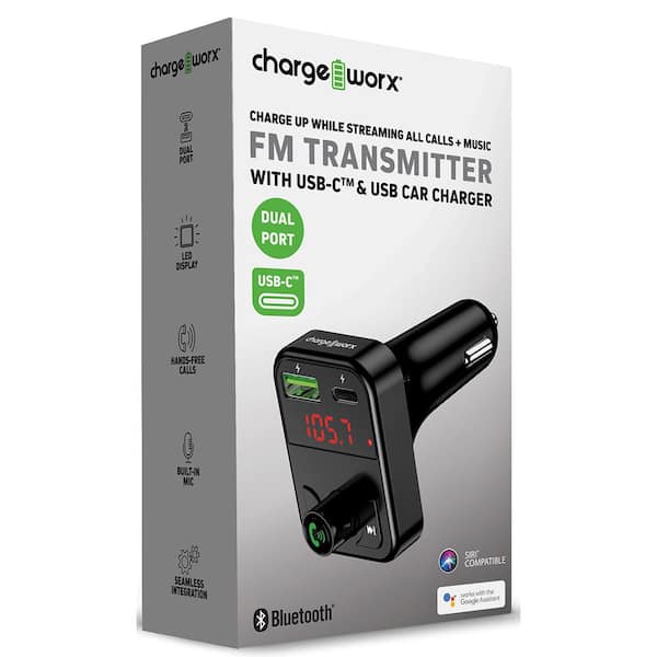 FM Transmitter USB C and USB Car Charger CHA CX9995 The Home Depot