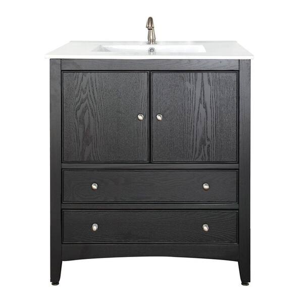 Avanity Westwood 25 in. W x 22 in. D x 35 in. H Vanity in Ebony with Vitreous China Vanity Top in White with Integral Basin