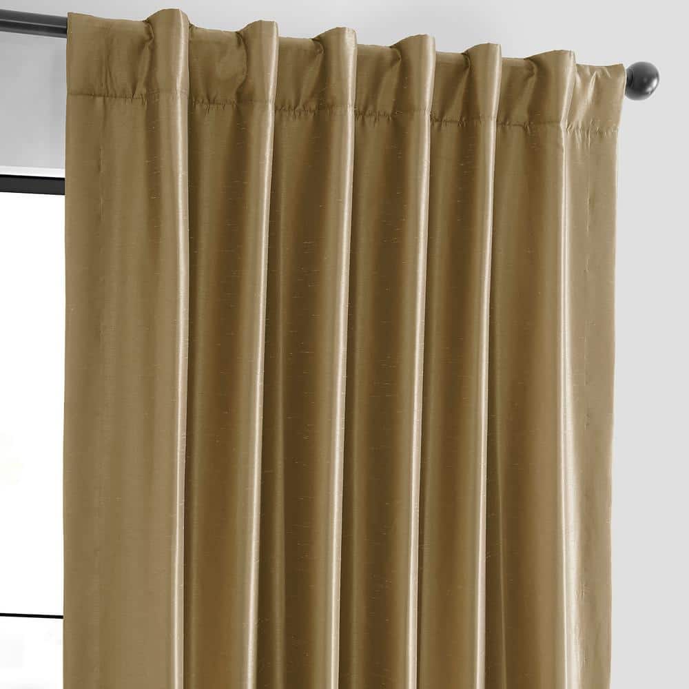 Flax Gold 84" Faux Silk Blackout Curtain Panel