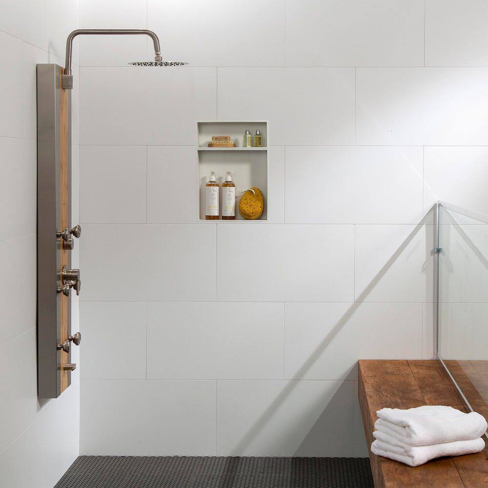 Dusty Pearl 25.6 in x 14.8 in Interlocking Vinyl Wall Tiles