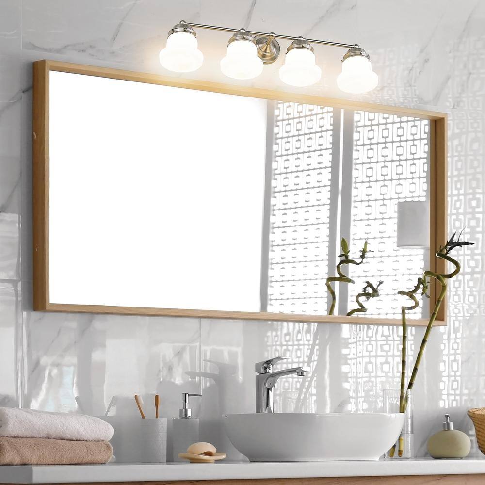 Vaughn 31.5" Brushed Nickel Vanity Light with Opal Glass Shades