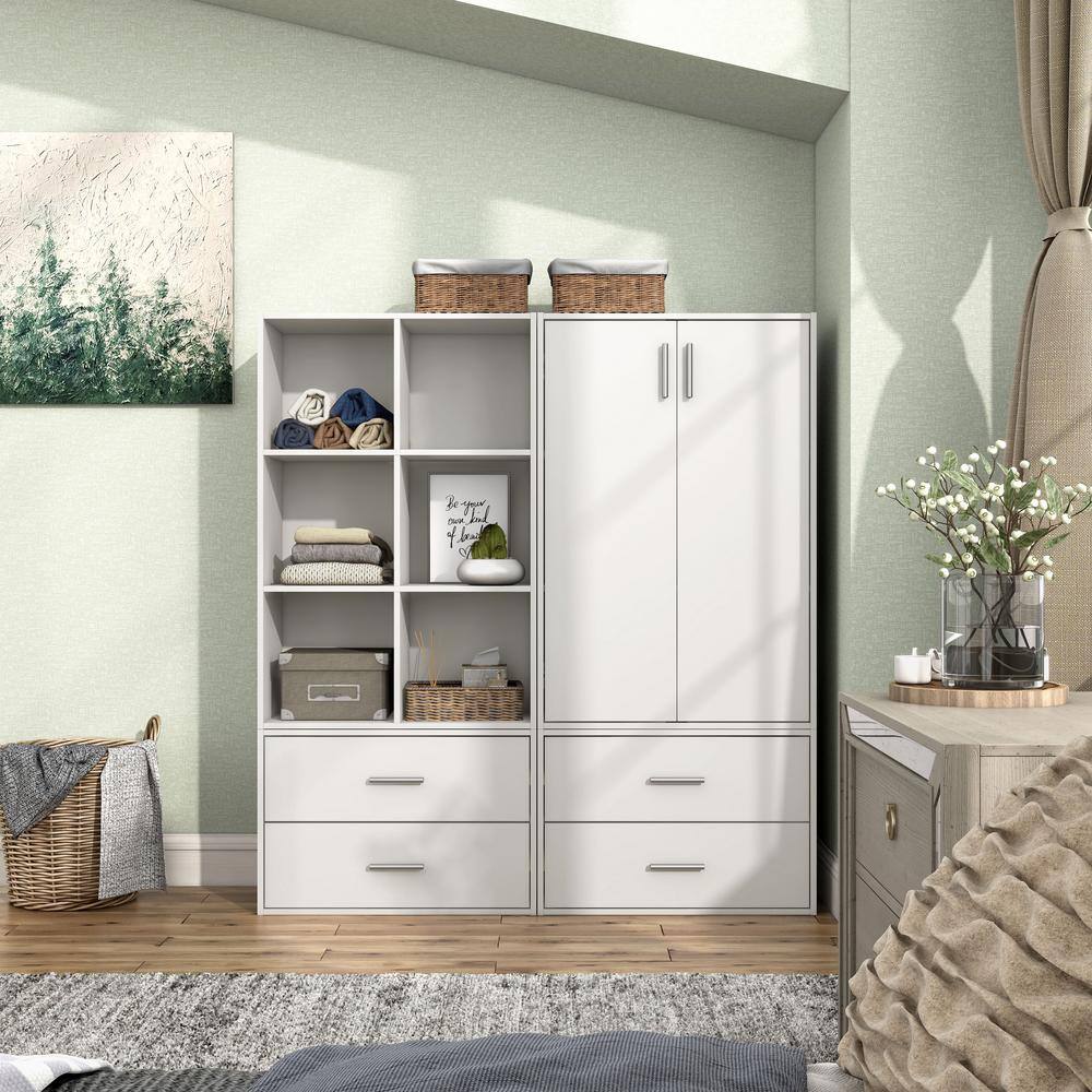White Rectangular Stackable 6-Cube Wood Bookcase
