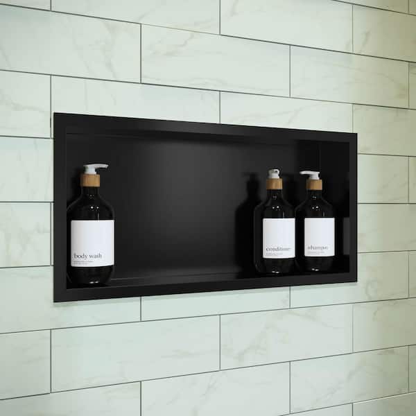 Swiss Madison Voltaire 15 in. W x 4 in. H x 24 in. D Stainless Steel Shower Niche in Matte Black