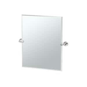 Glam 24 in. W x 24 in. H Small Rectangular Frameless Single Wall Bathroom Vanity Mirror in Polished Nickel