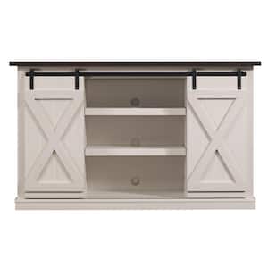 Cottonwood 54 in. Old Wood White TV Stand Fits TVs Up to 60 in. with Storage Doors