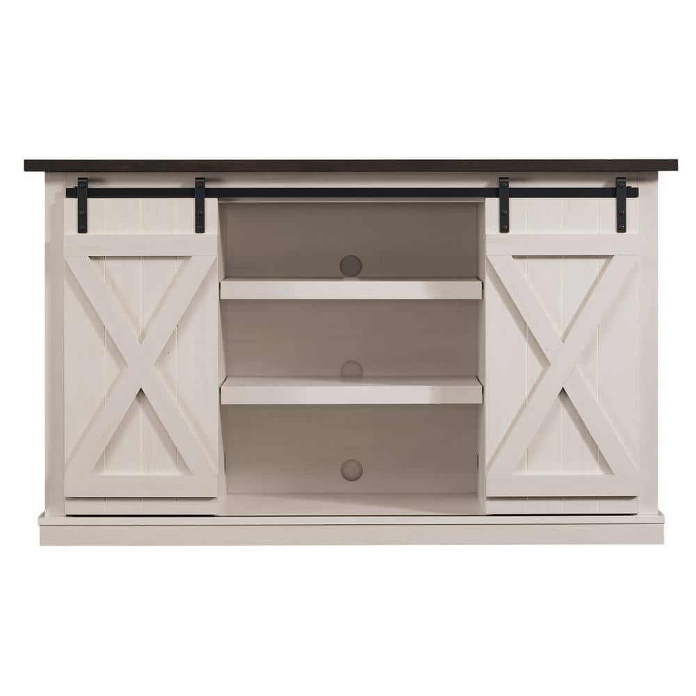 Bell'O Cottonwood 54 in. Sargent Oak and Cream Wood TV Stand Fits TVs Up to 60 in. with Storage Doors -  TC54-6127-TPG03