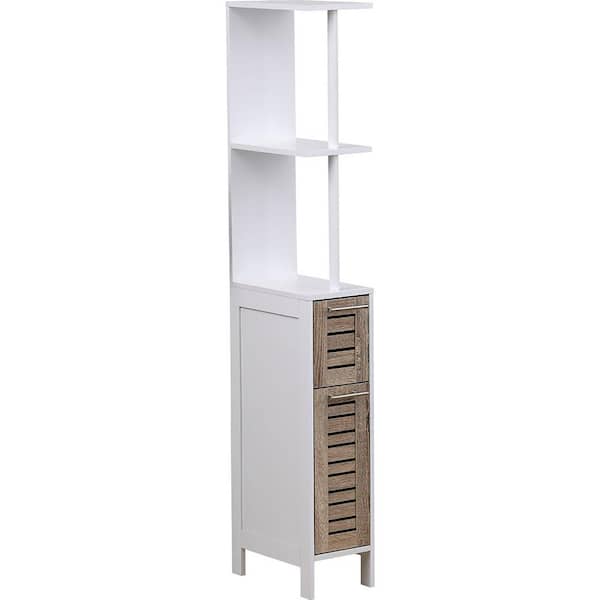 EVIDECO French home goods STOCKHOLM 7.2 in. W x 12 in. D x 51.4 in. H Free Standing Linen Cabinet Slim with 2-Doors Brown Oak