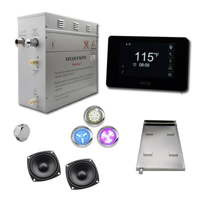 Superior SMART 6kW Self-Draining Steam Bath Generator Kit, Wi-Fi Keypad in Black, Chrome Steam Outlet and 2 Speakers