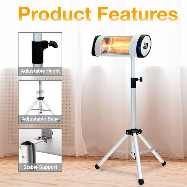 EdenBranch Adjustable Height Carbon Fiber Standing Patio Heater with Remote  Control 1500-Watt 141013 - The Home Depot