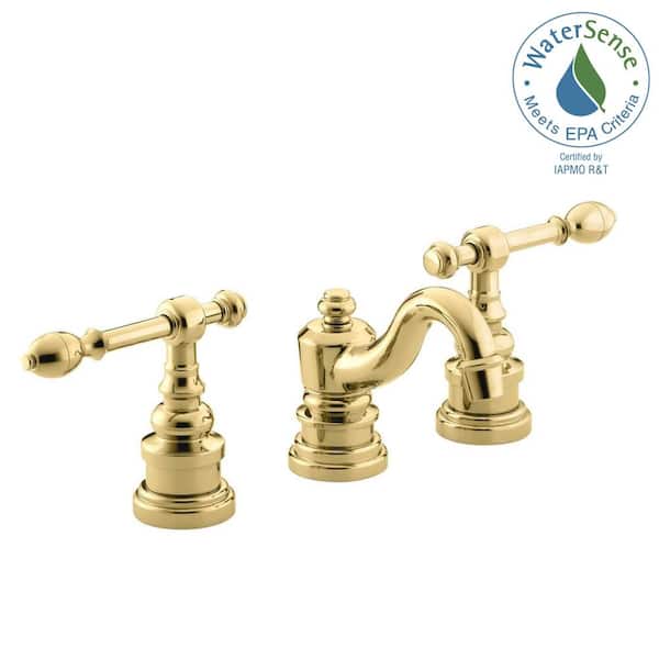 KOHLER Devonshire 8 in. Widespread 2-Handle Low-Arc Bathroom Faucet in  Vibrant Polished Brass K-394-4-PB - The Home Depot