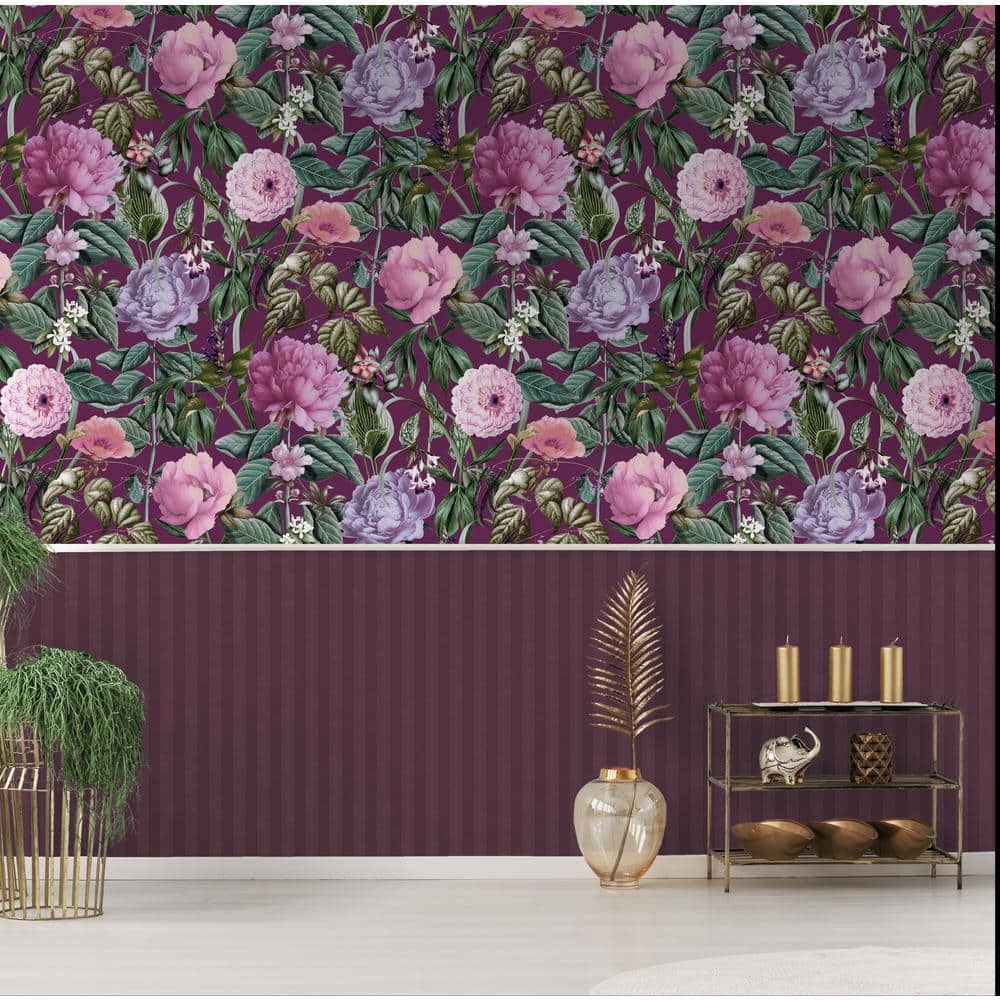 Purple Floral Botanical Paradise Non-Pasted Paper Wallpaper