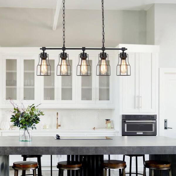 LNC Linear Black Chandelier, 32 in 