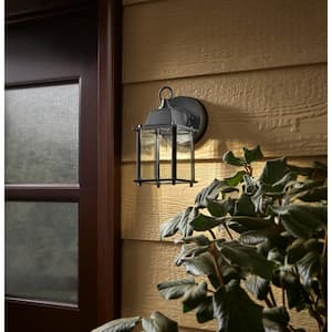 Hampton Bay 8.375 in. Black Integrated LED Outdoor Line Voltage Wall Sconce