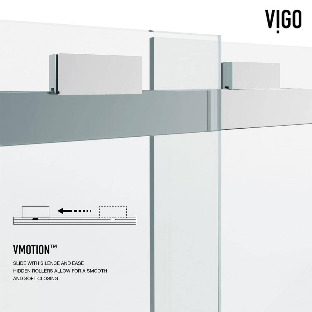 Houston 60" Frameless Sliding Shower Door in Chrome and Clear Glass