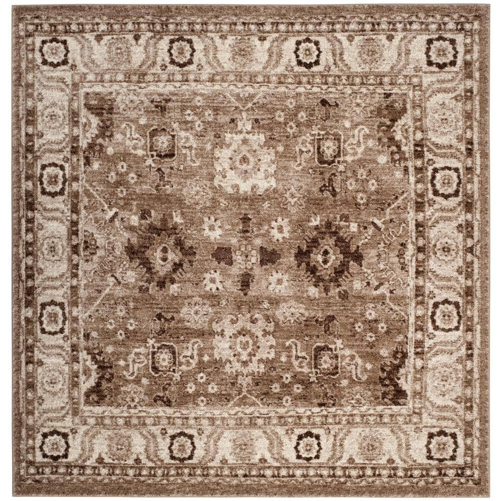 Taupe Square Synthetic Non-slip Area Rug