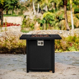 28 in. 50,000 BTU Square Steel Gas Outdoor Patio Fire Pit Table in Black