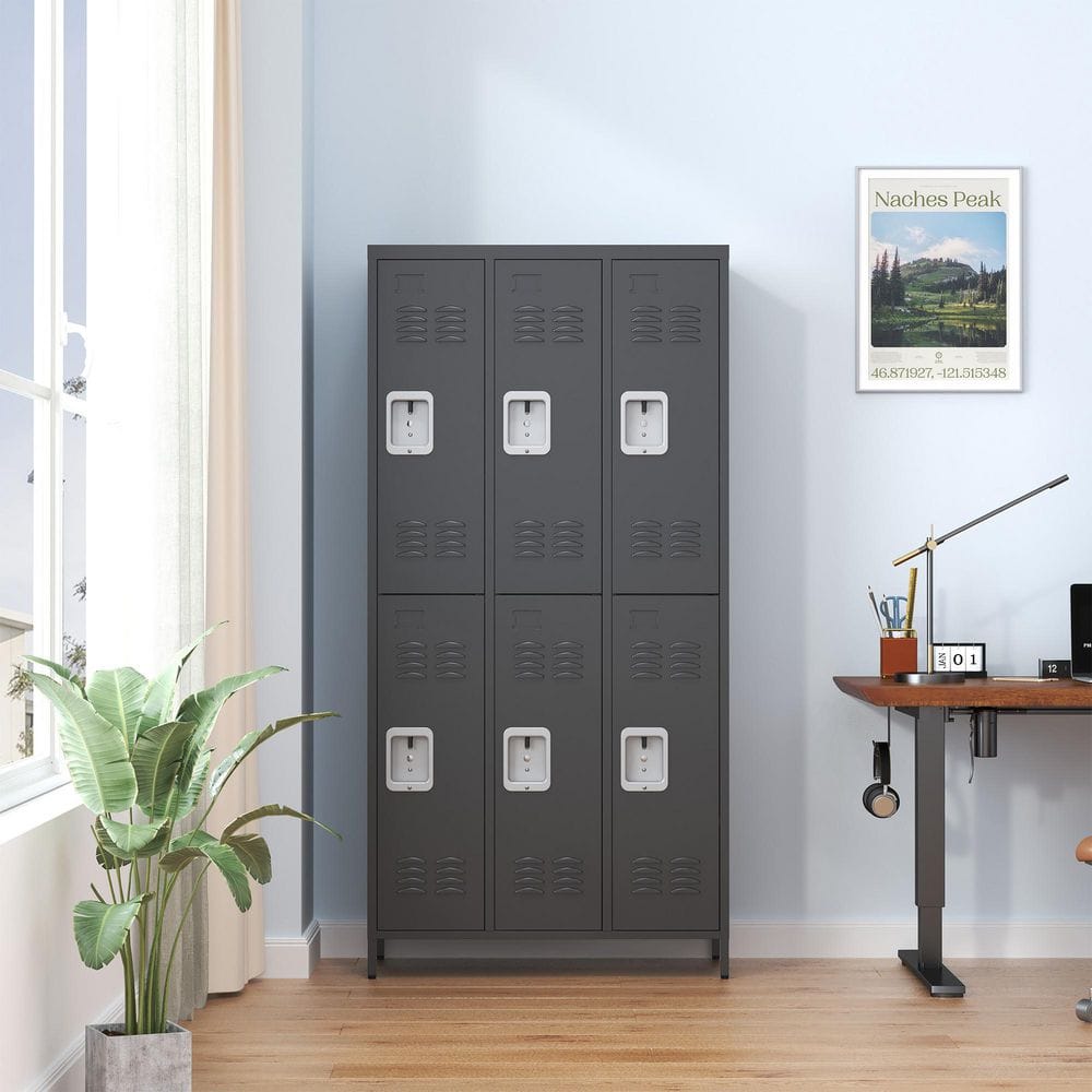 Black 72 in H Metal Lockable Storage Cabinet 6-Door Lockers for Home Gym Office School Garage price history on PriceWatchPro