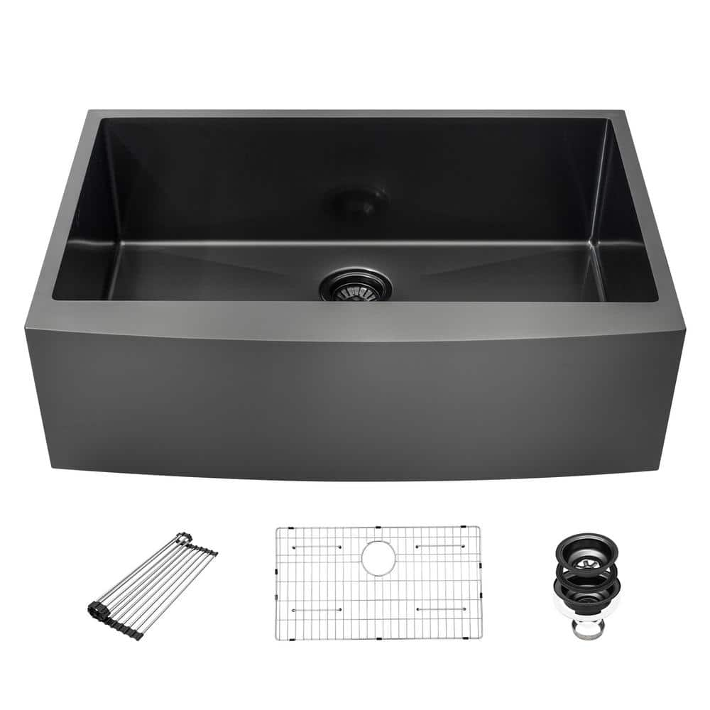 30 in. x 21 in. Undermount Kitchen Sink, 16-Gauge Stainless Steel Wet Bar or Prep Sinks Single Bowl in Gunmetal Black