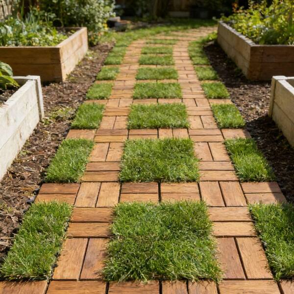 Pro Space 12 in. x 12 in. Acacia Wood Interlocking Deck Tile