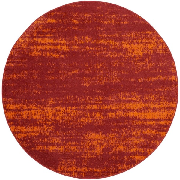 Nourison Essentials Red 8 ft. x 8 ft. Abstract Contemporary Round Area Rug