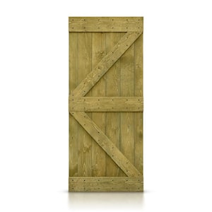 K Series 30 in. x 84 in. Pre Assembled Solid Pine Jungle Green Stained Wood Interior Sliding Barn Door Slab