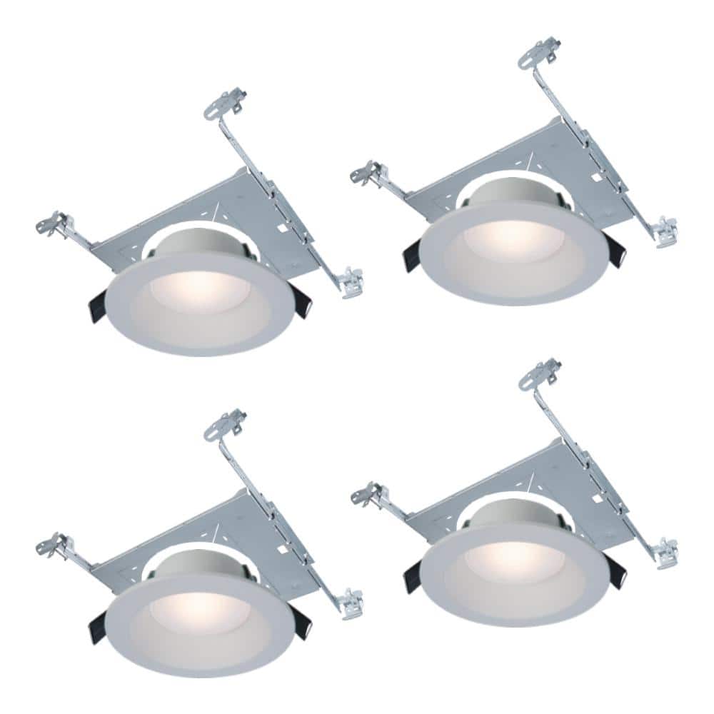 6-Inch White Aluminum Canless LED Recessed Light 4-Pack