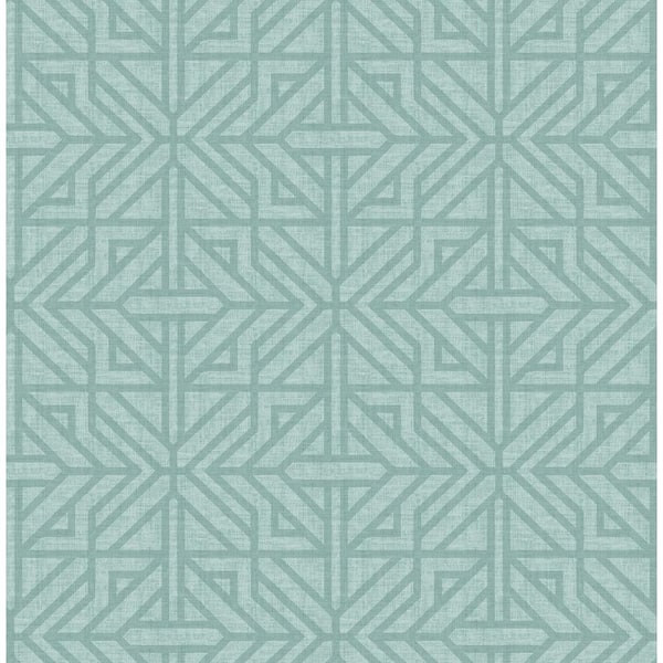 A-Street Prints Hesper Teal Blue Geometric Wallpaper Sample