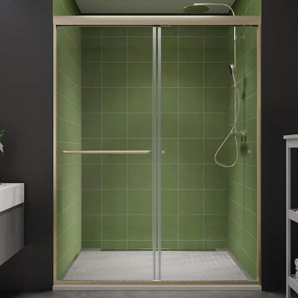 ES-DIY 50 in. to 54 in. W x 70 in. H Sliding Framed Shower Door in Brushed Nickel with 1/4 in. (6 mm) Clear Glass