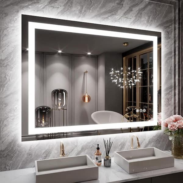 SereneVita 40 in W x 30 in. H LED Mirror for Bathroom, Memory LED Bathroom Mirror, LED Smart Mirror, Backlit + Front Lit, Dimmable