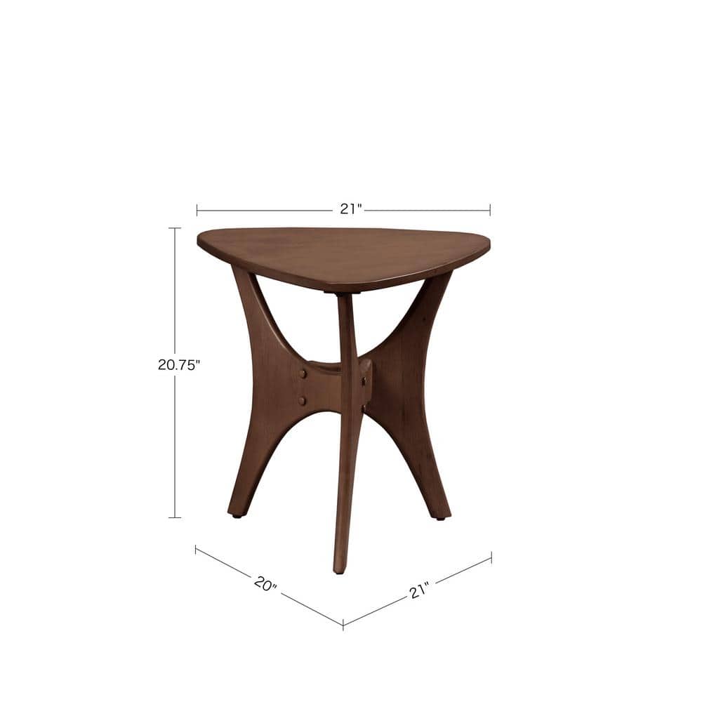 Blaze Triangular Pecan Birch Wood Accent Table