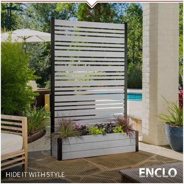 Florence 6 ft. x 4 ft. x 1 ft. Ash Freestanding Wood Tek Vinyl Privacy Screen and Planter Box Kit