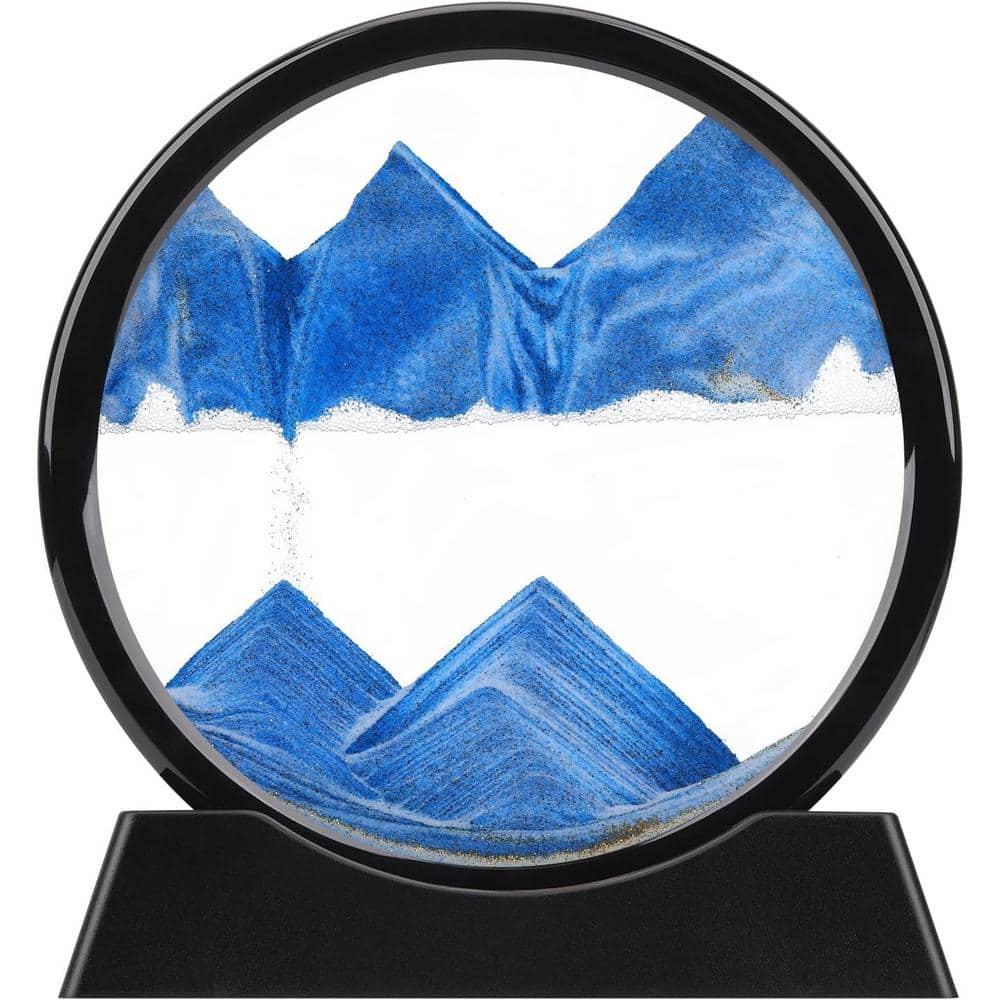 Afoxsos Blue 3D Moving Sand Art, Liquid Motion Flowing Sand Frame for ...