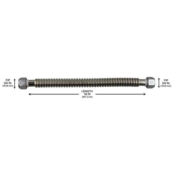25-Pack Corrugated Stainless Water Heater Connector – 3/4 FIP X 3/4 X 18", Plumbing Lot