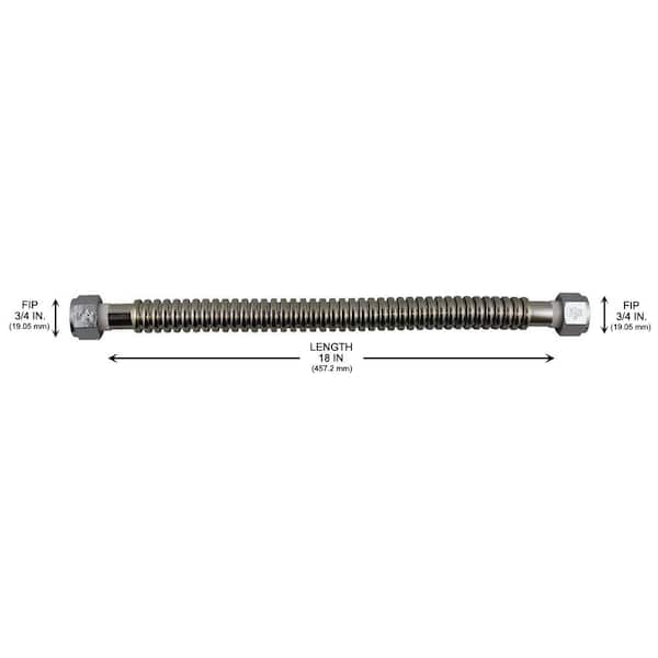 3/4 in. FIP x 3/4 in. FIP x 18 in. Stainless Steel Corrugated Water Connector