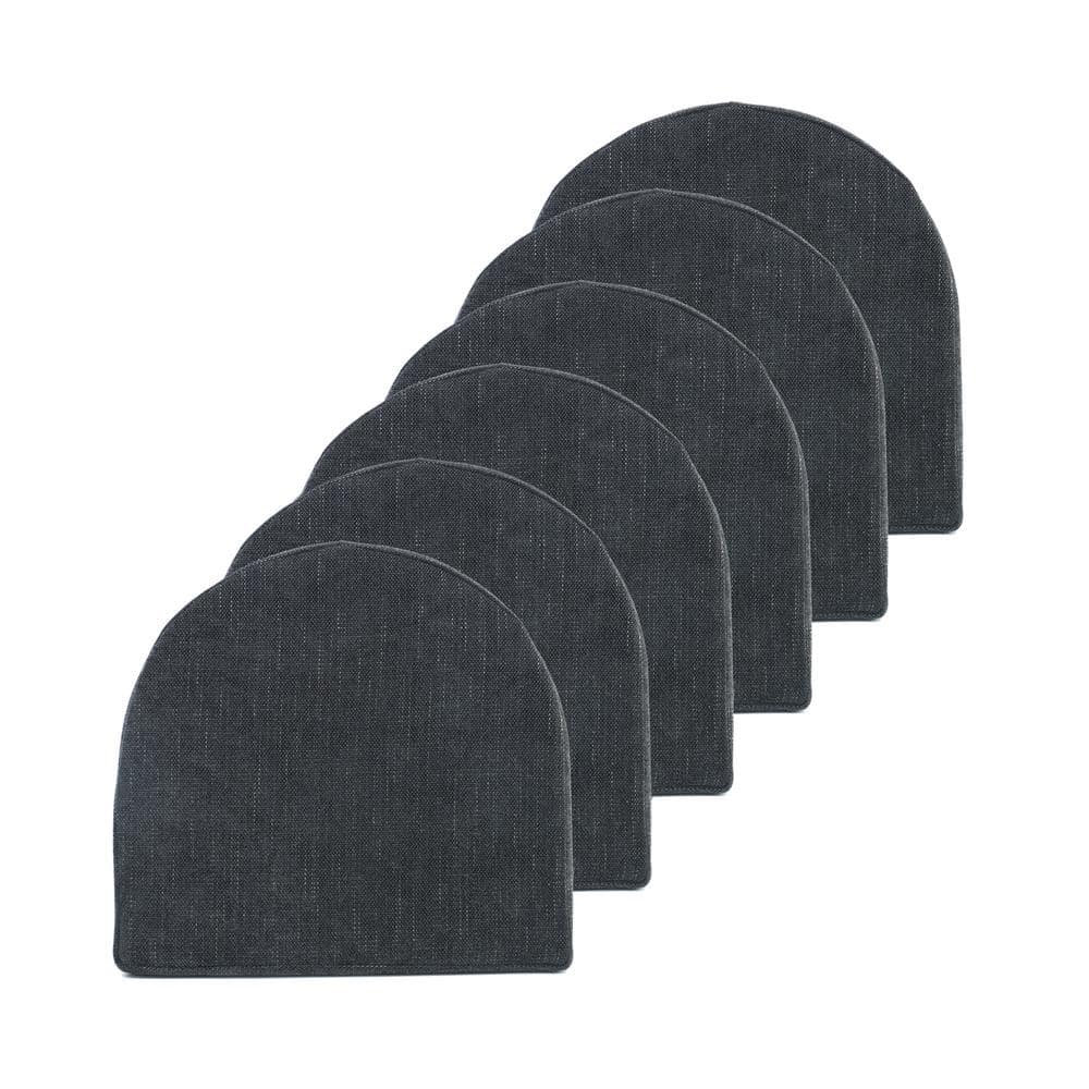 High-Density Memory Foam 17 in. x 16 in. U-Shaped Non-Slip Indoor/Outdoor Chair Seat Cushion with Ties Black (6-Pack) price history on PriceWatchPro